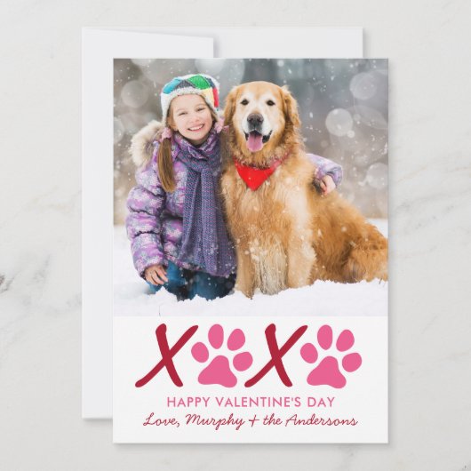 Valentijnsdag XOXO Moderne Puppy Dog Foto Feestdagenkaart (Voorkant)