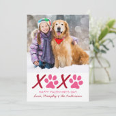 Valentijnsdag XOXO Moderne Puppy Dog Foto Feestdagenkaart (Staand voorkant)