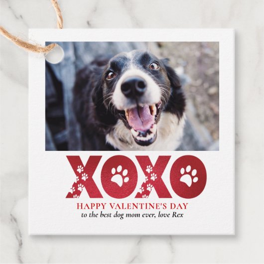 Valentijnsdag XOXO Pet Dog Foto Bedankjes Labels (Voorkant)