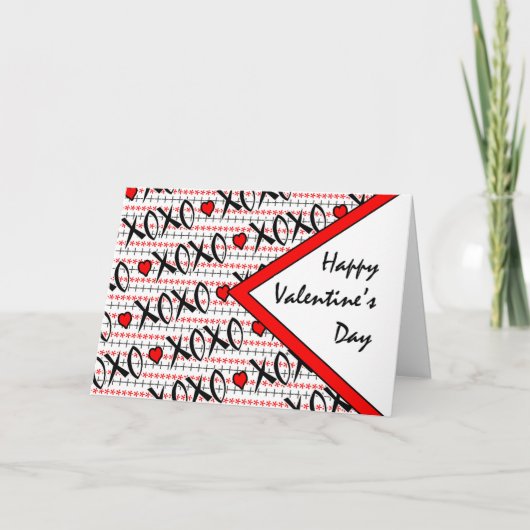 Valentijnsdag XOXO Rood zwart, wit ontwerp Feestdagen Kaart (Voorkant)