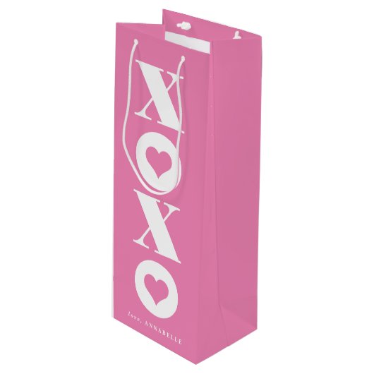 Valentijnsdag XOXO Wijn Cadeautas (Voorkant Gekanteld)