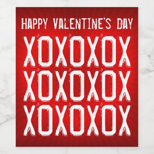 VALENTIJNSDAG XOXOXOX WIJN ETIKET (Enkel label)