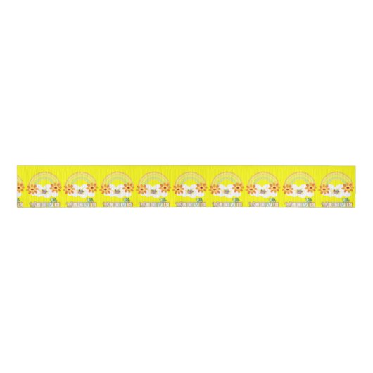 Valentijnsdag Yellow Turtle Rainbow Ribbon Grosgrain Lint (Voorkant)