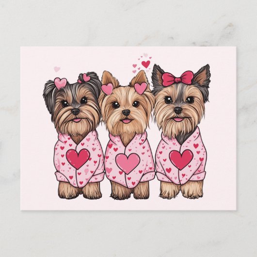 Valentijnsdag Yorkie Dogs Briefkaart (Voorkant)