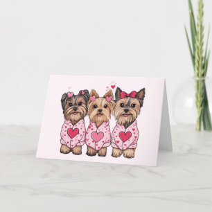 Valentijnsdag Yorkie Dogs Feestdagen Kaart