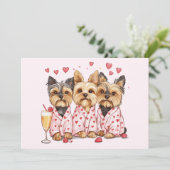 Valentijnsdag Yorkie Dogs Feestdagenkaart (Staand voorkant)