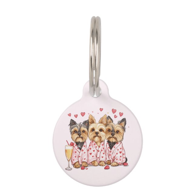 Valentijnsdag Yorkie Dogs Huisdierpenning (Voorkant)