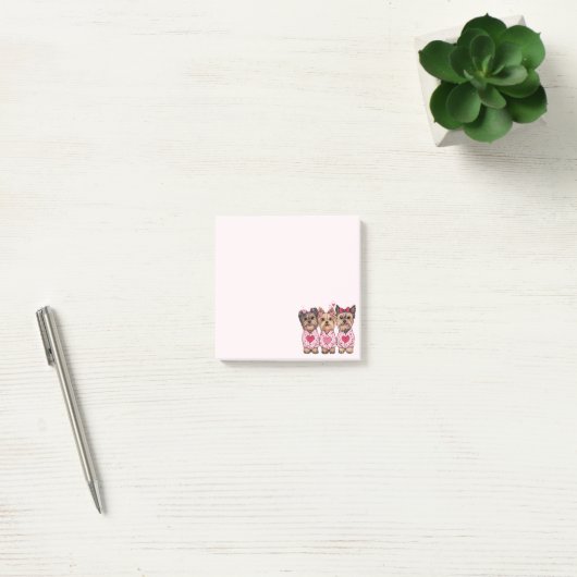 Valentijnsdag Yorkie Dogs Post-it® Notes (Kantoor)