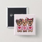Valentijnsdag Yorkie honden Vierkante Button 5,1 Cm (Voorkant /achterkant)