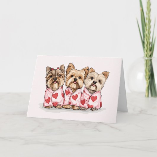 Valentijnsdag Yorkshire Terrier Dogs Feestdagen Kaart (Voorkant)