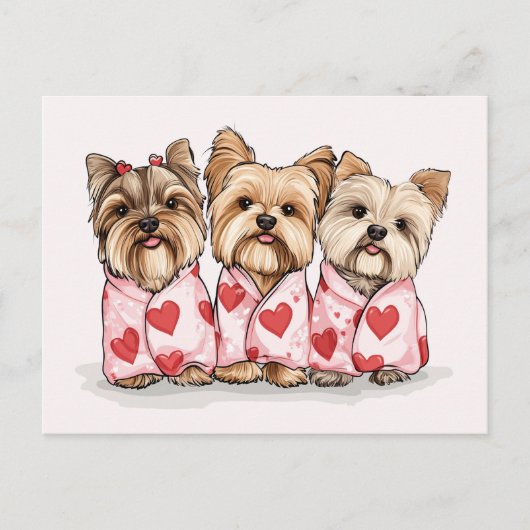 Valentijnsdag Yorkshire Terrier Dogs Feestdagenkaart (Voorkant)
