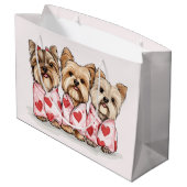 Valentijnsdag Yorkshire Terrier Dogs Groot Cadeauzakje (Achterkant Gekanteld)