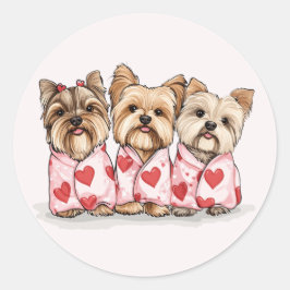 Valentijnsdag Yorkshire Terrier Dogs Ronde Sticker