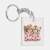 Valentijnsdag Yorkshire Terrier Dogs Sleutelhanger (Voorkant Links)