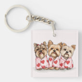 Valentijnsdag Yorkshire Terrier Dogs Sleutelhanger (Voorkant)