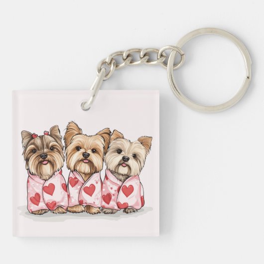 Valentijnsdag Yorkshire Terrier Dogs Sleutelhanger (Achterkant)