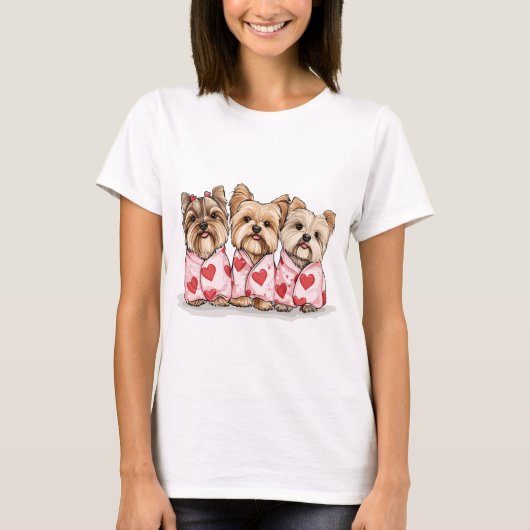 Valentijnsdag Yorkshire Terrier Dogs T-shirt (Voorkant)
