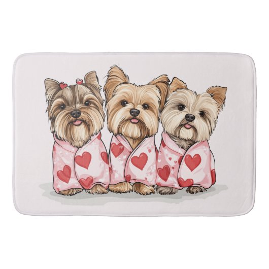 Valentijnsdag Yorkshire Terrier Honden Badmat (Voorkant)