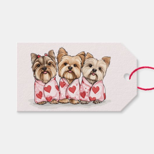 Valentijnsdag Yorkshire Terrier Honden Cadeaulabel (Voorkant (Horizontaal))