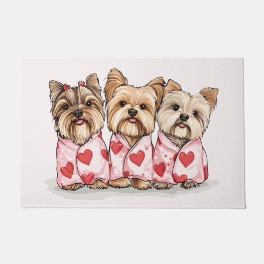 Valentijnsdag Yorkshire Terrier Honden Deurmat (Voorkant)