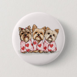 Valentijnsdag Yorkshire Terrier Honden Ronde Button 5,7 Cm