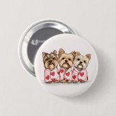 Valentijnsdag Yorkshire Terrier Honden Ronde Button 5,7 Cm (Voorkant /achterkant)