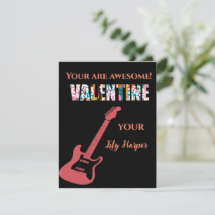 Valentijnsdag You Rock Rode Gitaar Kinderen Valent Notitiekaartje