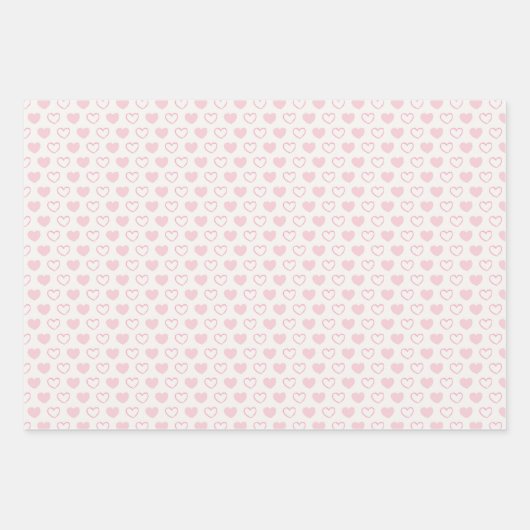 Valentijnsdag Zacht Roze Wit Harten Baby shower Inpakpapier Vel (Voorkant)