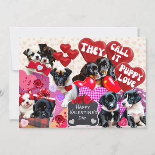 Valentijnsdag Ze noemen het puppy liefde Feestdagenkaart (Voorkant)