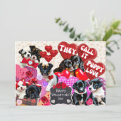 Valentijnsdag Ze noemen het puppy liefde Feestdagenkaart (Staand voorkant)