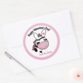 Valentijnsdag Zebra Cute Pink Hearts Ronde Sticker (Envelop)