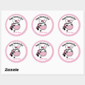 Valentijnsdag Zebra Cute Pink Hearts Ronde Sticker (Vel)