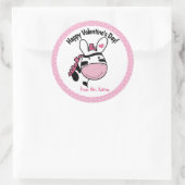 Valentijnsdag Zebra Cute Pink Hearts Ronde Sticker (Tas)