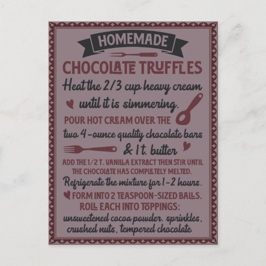 Valentijnsdag Zelfgemaakte Chocolade Truffel Recep Briefkaart (Voorkant)