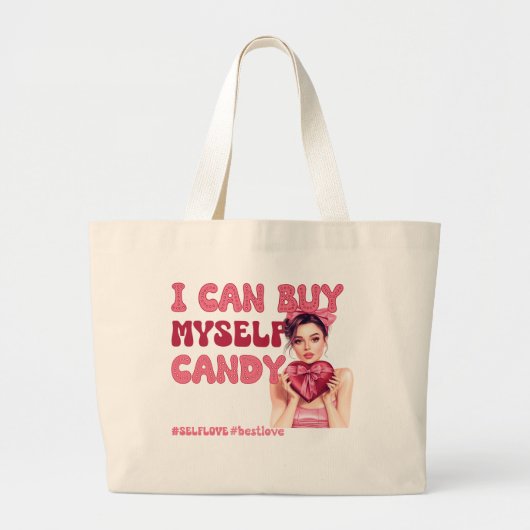 Valentijnsdag Zelfliefde Grote Tote Bag (Voorkant)