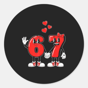 Valentijnsdag Zes Zeven Harten 6 7 Meme Gen Alph Ronde Sticker