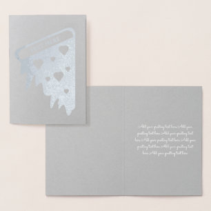 Valentijnsdag Zilveren Grijze Pizza Folie Kaarten