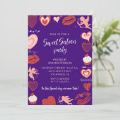 Valentijnsdag zoet 16 uitnodiging Paarse februari (Staand voorkant)