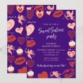 Valentijnsdag zoet 16 uitnodiging Paarse februari (Voorkant / Achterkant)