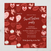 Valentijnsdag zoet 16 uitnodiging Roze Rood hart (Voorkant / Achterkant)