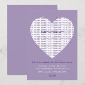 Valentijnsdag zoet 16 uitnodiging xoxo paarse (Voorkant / Achterkant)