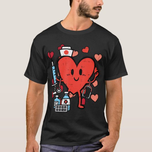 Valentijnsdag Zurse Heart Funny Nursing Scrub Top (Voorkant)
