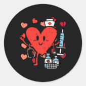 Valentijnsdag Zurse Heart Funny Nursing Scrub Top Ronde Sticker (Voorkant)