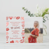 Valentijnsdag Zwangerschap Aankondiging kaarten gr (Staand voorkant)