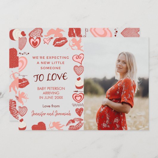 Valentijnsdag Zwangerschap Aankondiging kaarten gr (Voorkant / Achterkant)