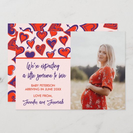 Valentijnsdag Zwangerschap Aankondiging kaarten ro (Voorkant / Achterkant)