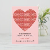 Valentijnsdag zwangerschapsaankondiging cute roze  aankondiging (Staand voorkant)