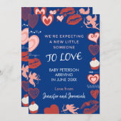 Valentijnsdag zwangerschapsaankondiging engel blau aankondiging (Voorkant / Achterkant)