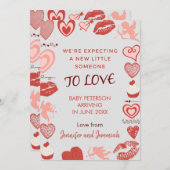 Valentijnsdag zwangerschapsaankondiging engel grij aankondiging (Voorkant / Achterkant)