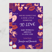 Valentijnsdag zwangerschapsaankondiging engel paar aankondiging (Voorkant / Achterkant)